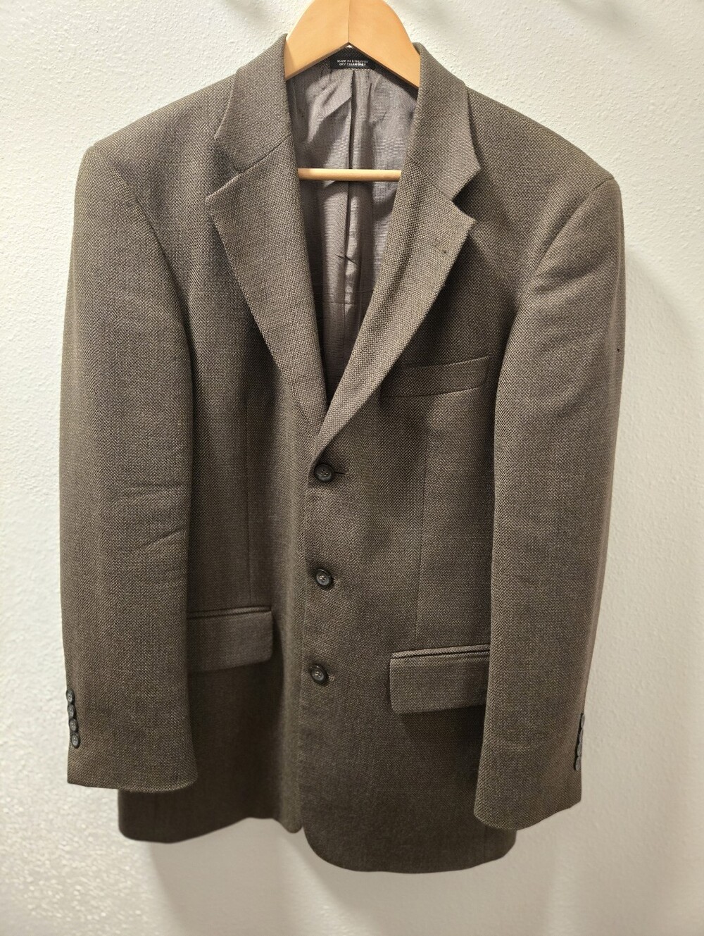 Vintage Brown Men's Oscar de la Renta Sport Coat Jacket Wool Cashmere Textured